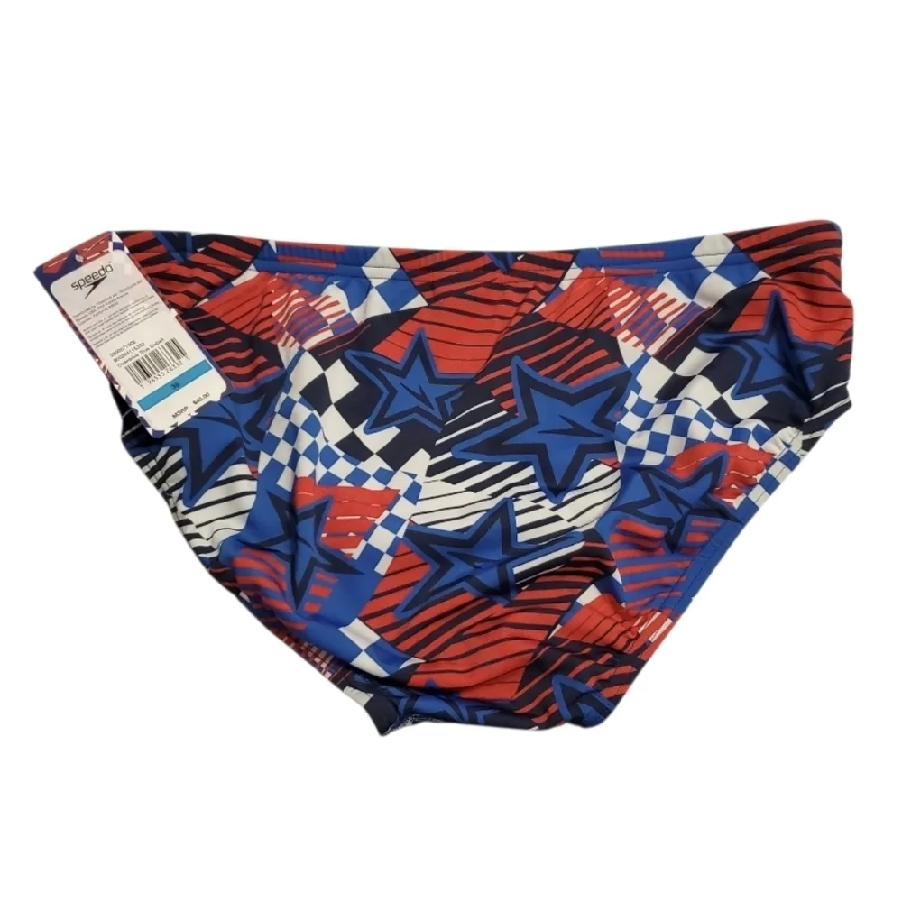 NWT Speedo Men's Printed One Brief Swimsuit Endurance Swim Briefs 36